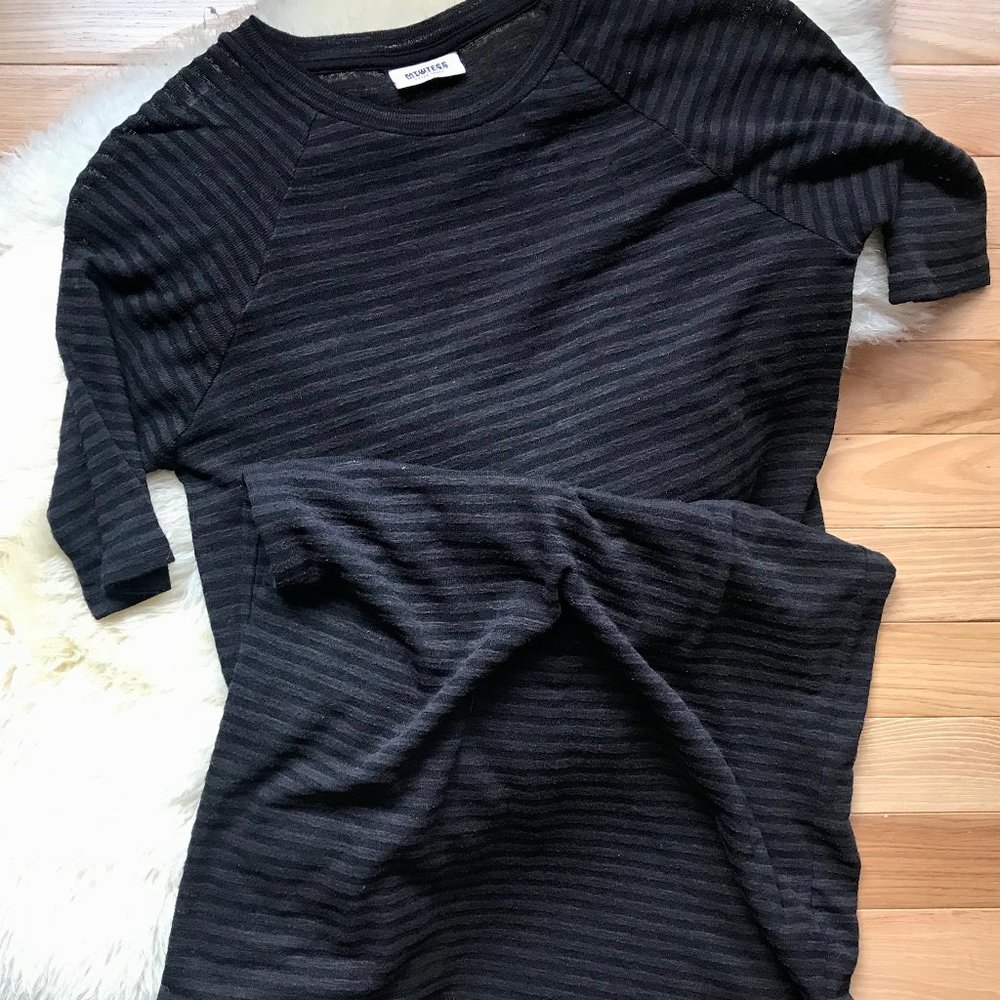 Weekday Black Striped Semi-Sheer T-Shirt Dress